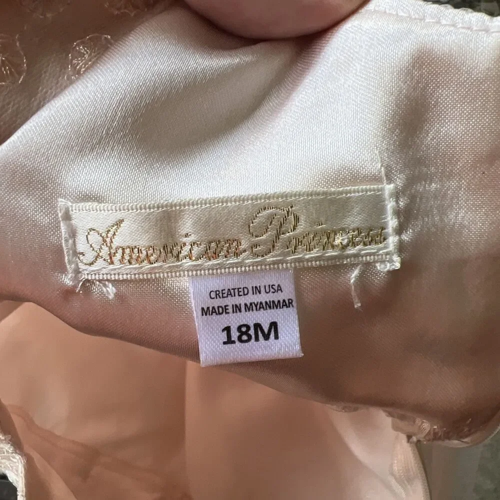 American Princess Elegant Dress Tulle Pearls Formal Occasion Size 18 Months - Picture 6 of 13